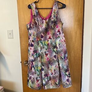 Size 14 multi color fit and flare dress